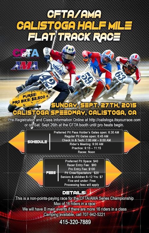 Lodi Motorcycle Club 2016 Flat Track Race Schedule